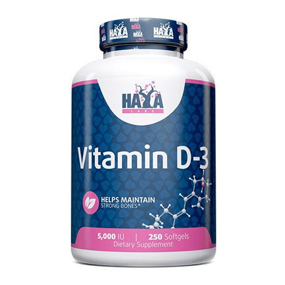Vitamina D3 5000IU presentación de 250 softgels de Haya Labs