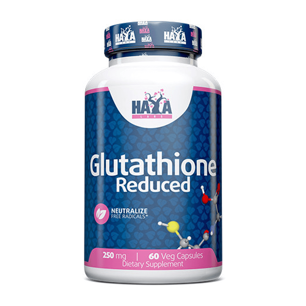 Glutatión 250mg presentación de 60 cápsulas hecho por Haya Labs suplemento de la sección antioxidantes