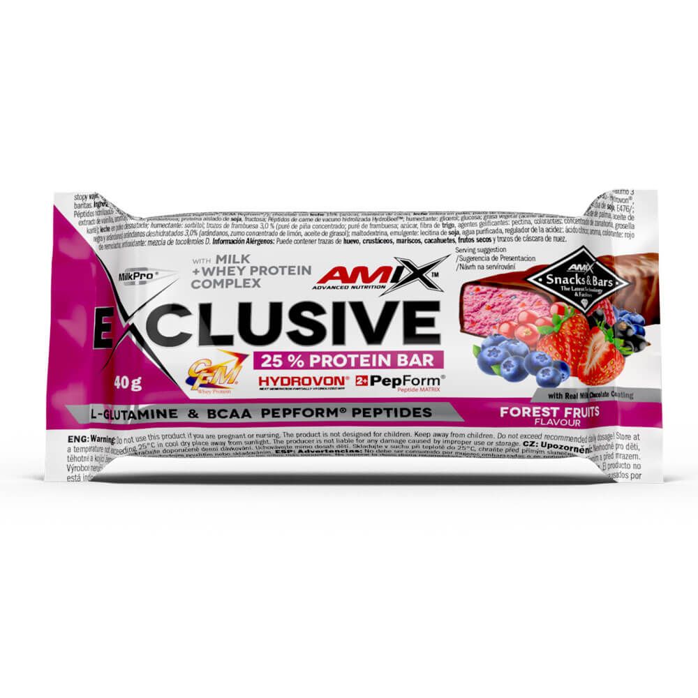 Barrita Exclusive Protein Bar bote de 40g suplemento de barritas de proteinas de Amix Nutrition