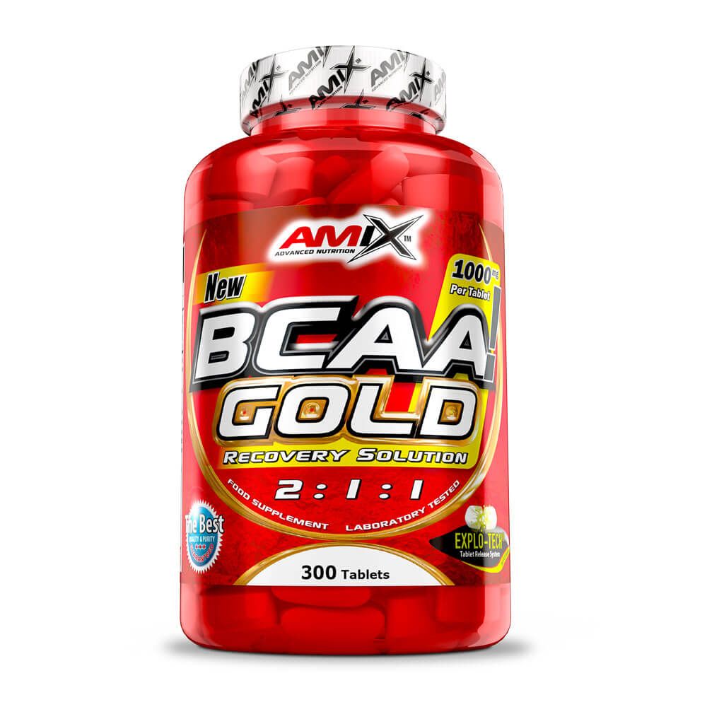 BCAA Gold 2:1:1 envase de 300 tabletas hecho por Amix Nutrition en la categoría bcaa ramificados