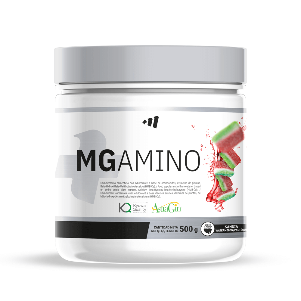 MG Amino bote de 500g complemento alimenticio de esenciales e hidrolizados de la marca MM Supplements