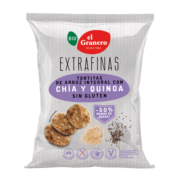 Tortitas de Arroz Integral de Quinoa y Chía - El Granero Integral 0