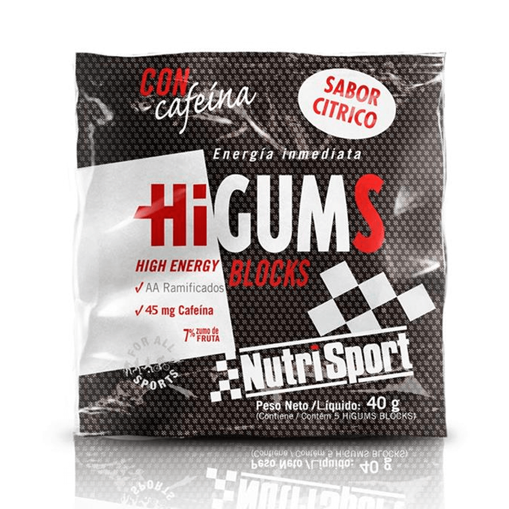 Higums Blocks con Cafeína envase de 40g en la categoría energéticos de la marca Nutrisport