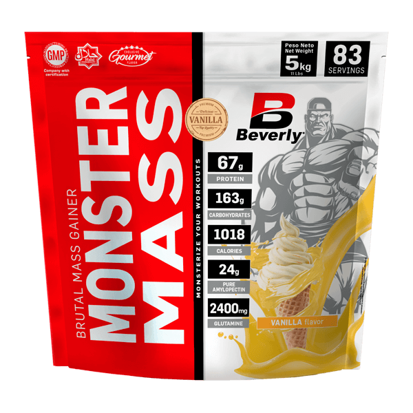 Monster Mass presentación de 5kg suplemento de la sección ganadores de peso con proteína hecho por Beverly Nutrition