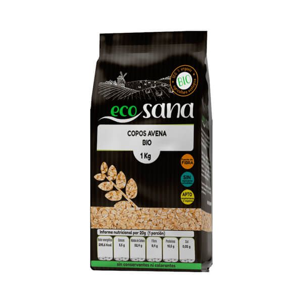 Copos de Avena Gruesos Integrales Bio presentación de 1kg hecho por EcoSana - Copos y salvado de avena