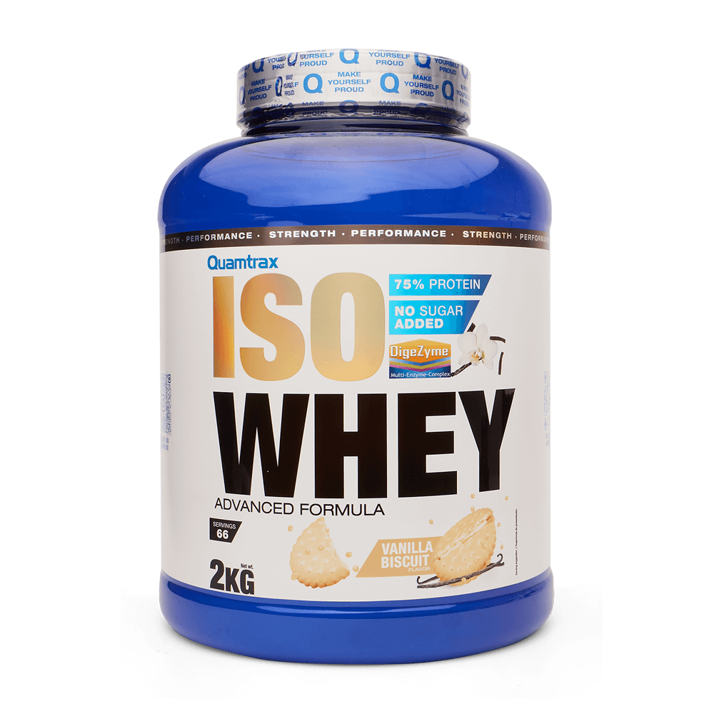 IsoWhey envase de 2kg complemento alimenticio de proteína de aislado de suero isolate de Quamtrax