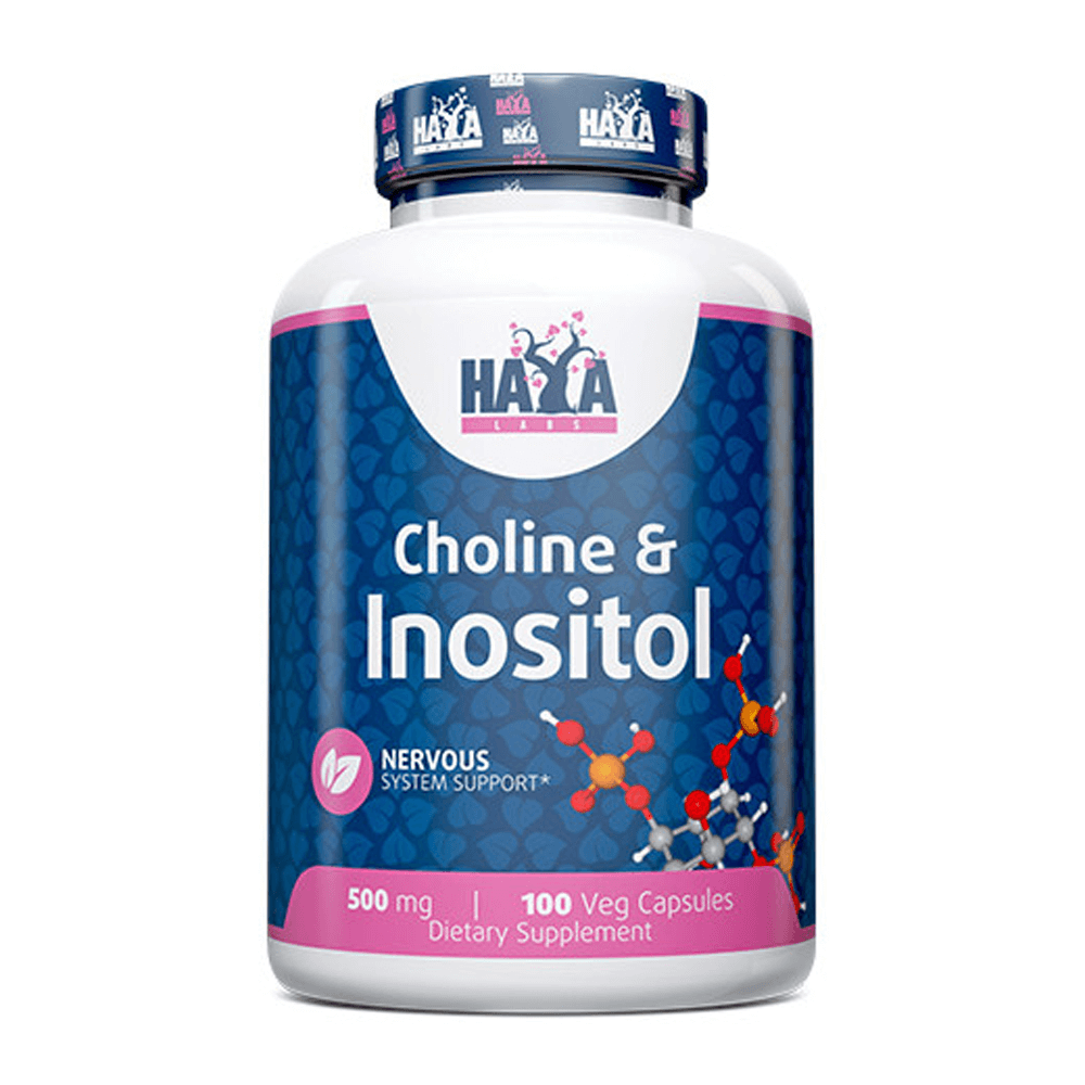 Colina & Inositol 500mg bote de 100 cápsulas vegetales de la marca Haya Labs suplemento de la sección vitaminas