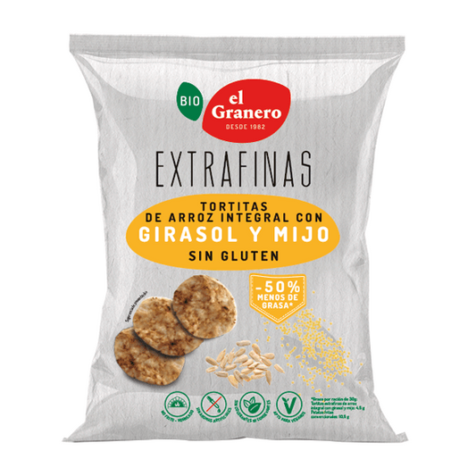 Tortitas de Arroz Integral con Girasol y Mijo de la marca El Granero Integral en Tortitas de Cereales