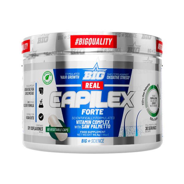Real Capilex Forte bote de 60 cápsulas vegetales de la marca BIG en la sección de Piel Pelo y Uñas