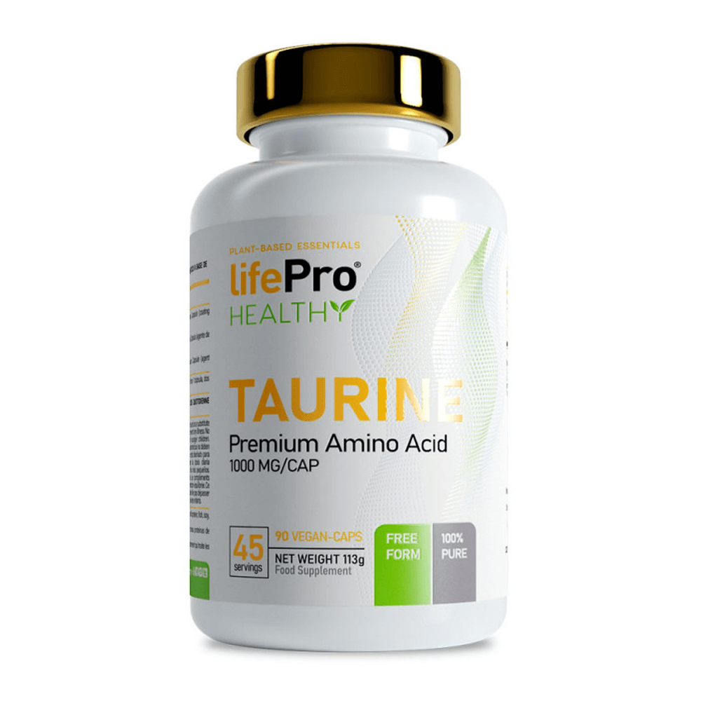 Taurina 1000mg presentación de 90 cápsulas veganas de la marca LifePRO