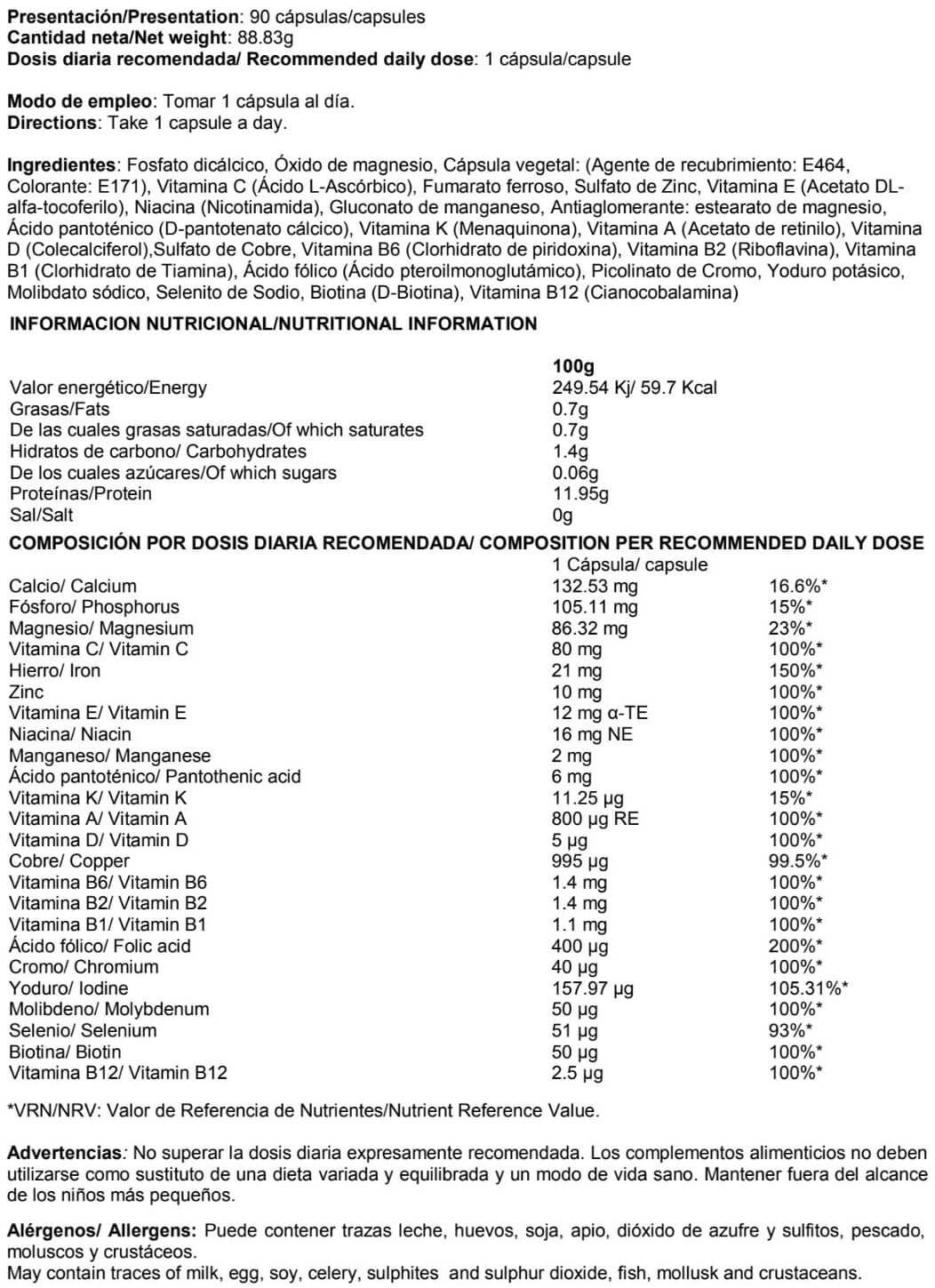 Información nutricional
