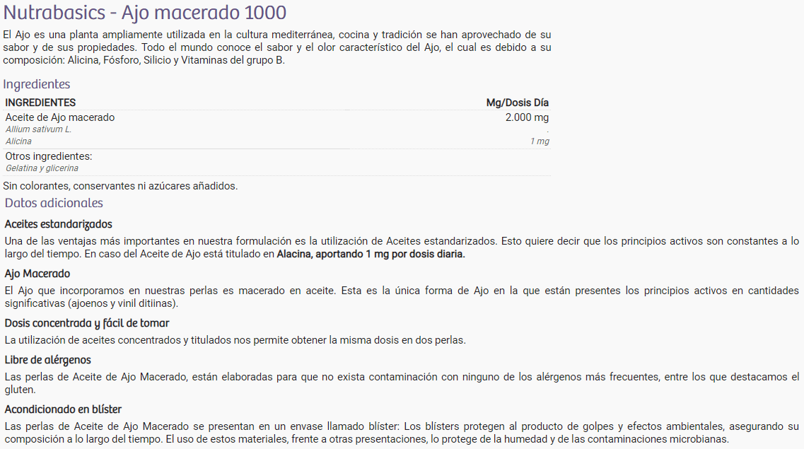 Información nutricional