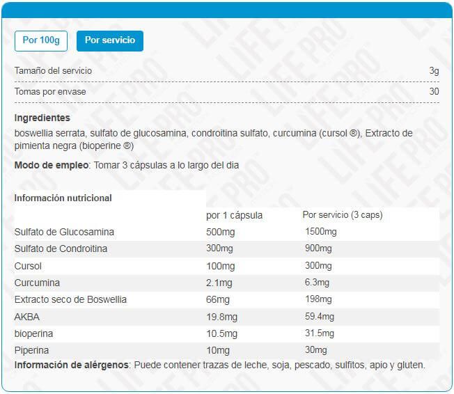Información nutricional