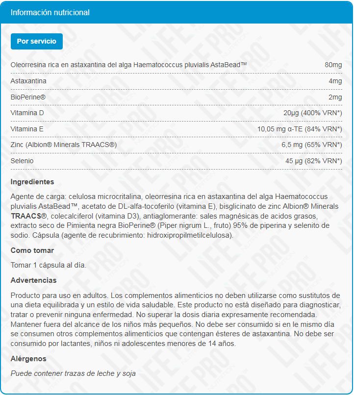 Información nutricional