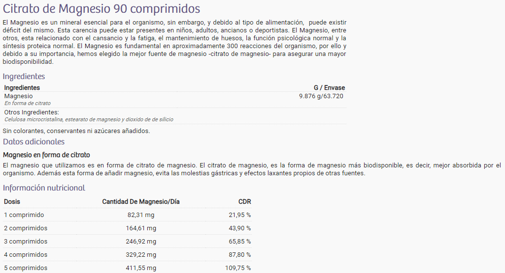 Información nutricional