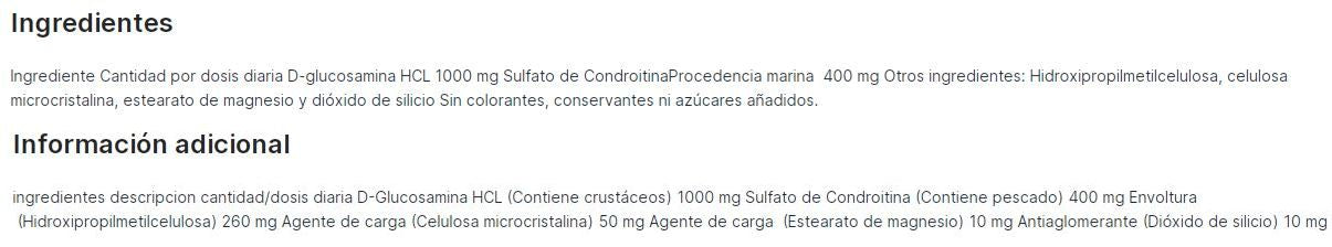 Información nutricional
