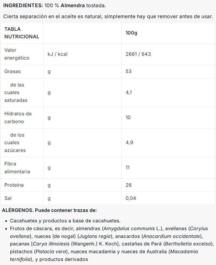 Información nutricional