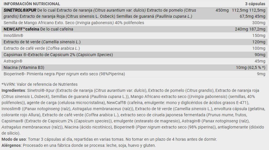 Información nutricional