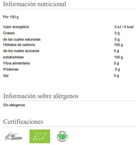 Información nutricional