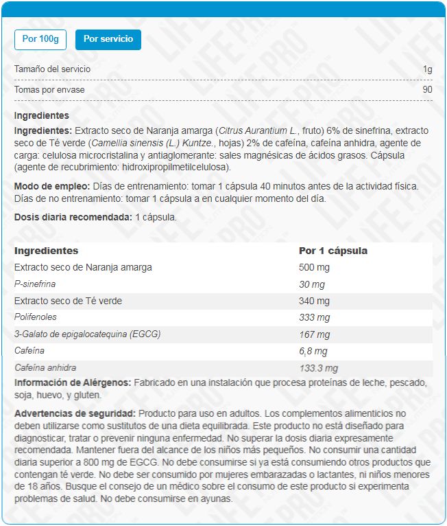 Información nutricional