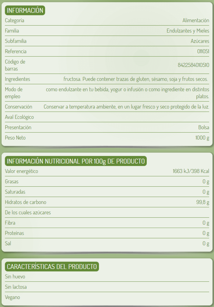 Información nutricional