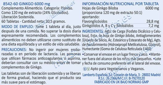Información nutricional