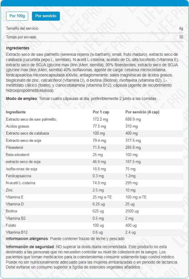 Información nutricional