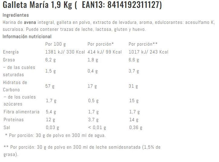 Información nutricional
