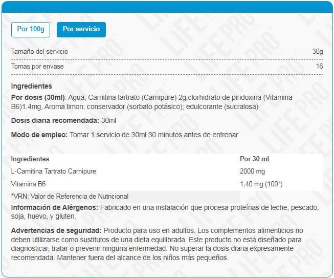 Información nutricional