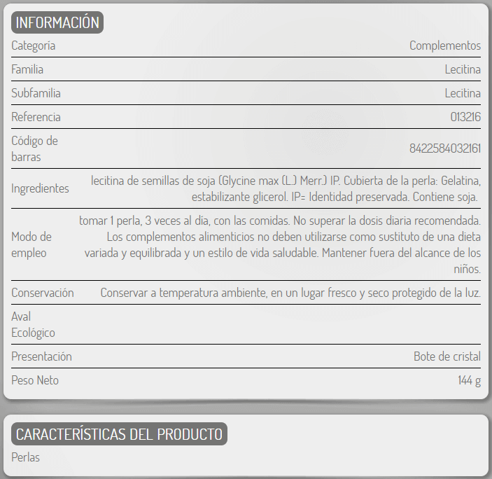 Información nutricional