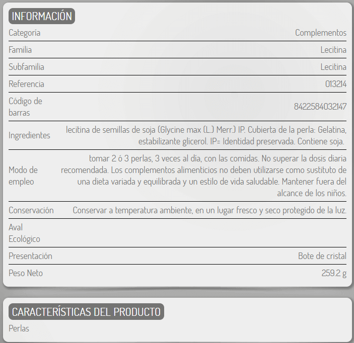 Información nutricional