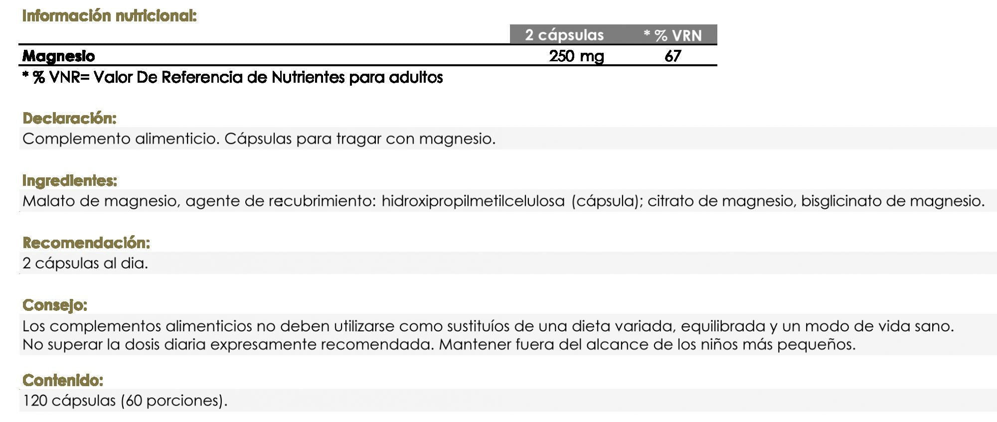 Información nutricional