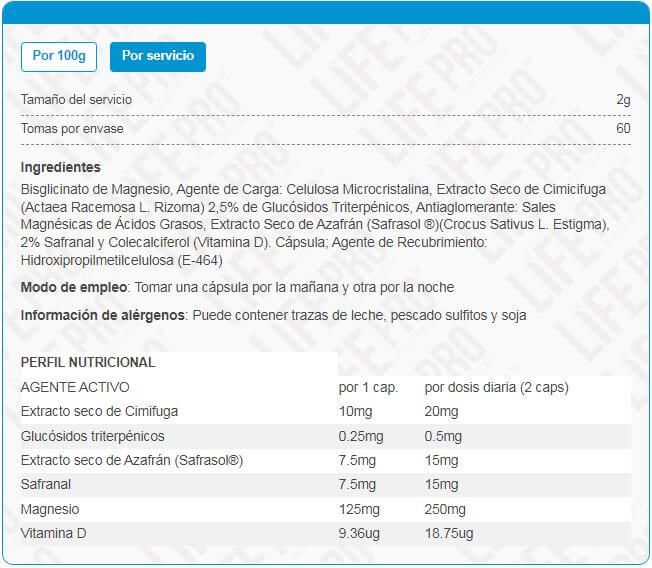 Información nutricional