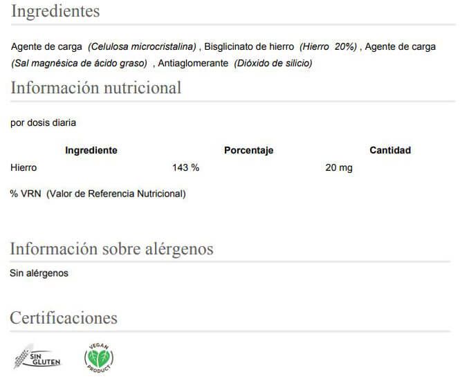Información nutricional