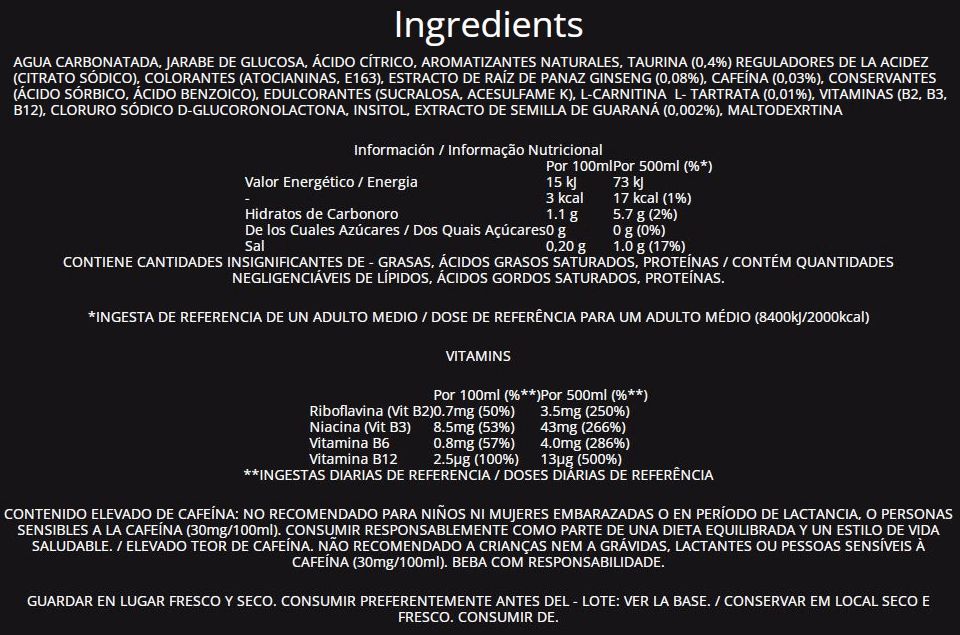 Información nutricional