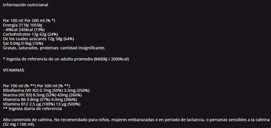 Información nutricional