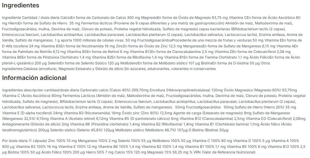 Información nutricional
