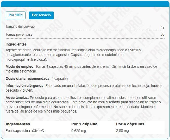Información nutricional