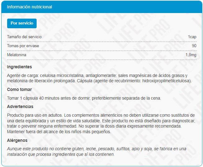 Información nutricional