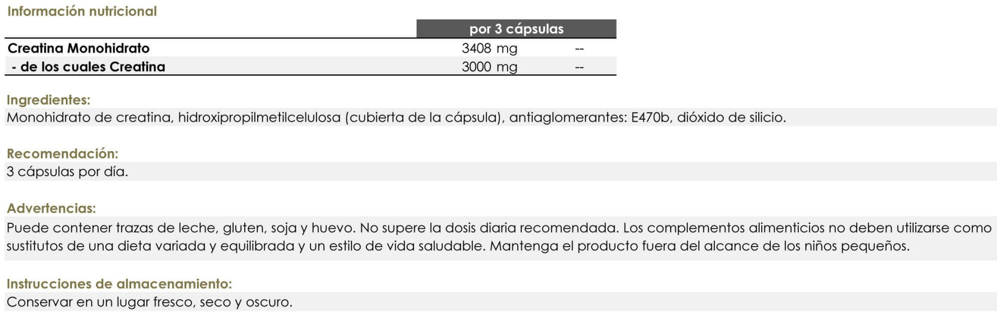 Información nutricional