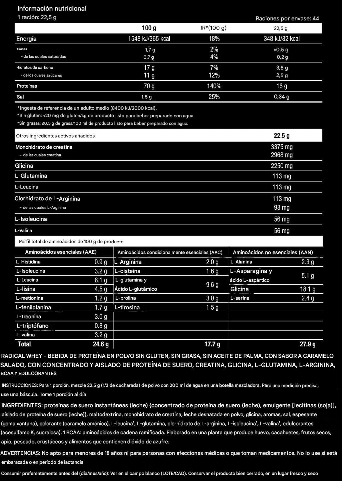 Información nutricional