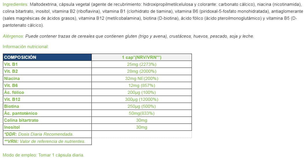 Información nutricional