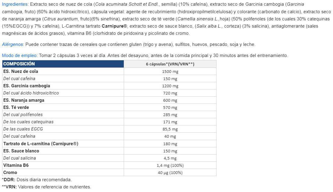 Información nutricional