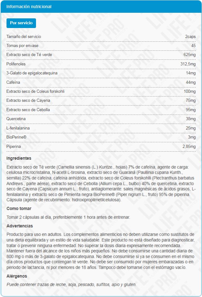 Información nutricional