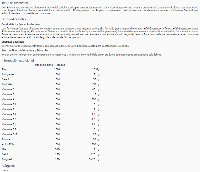 Información nutricional