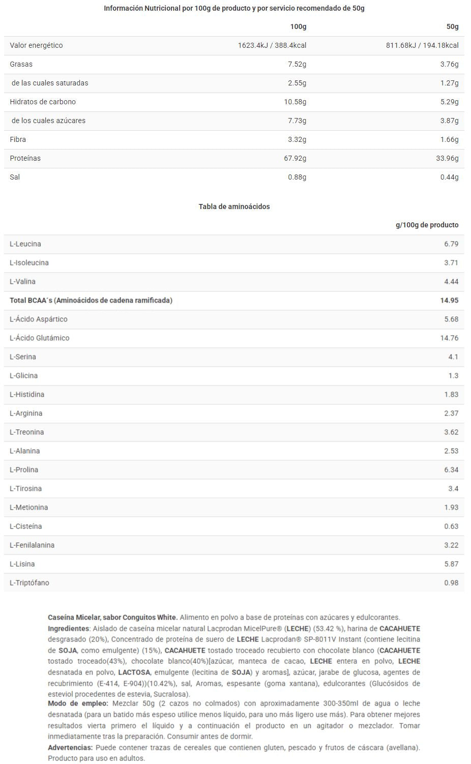 Información nutricional