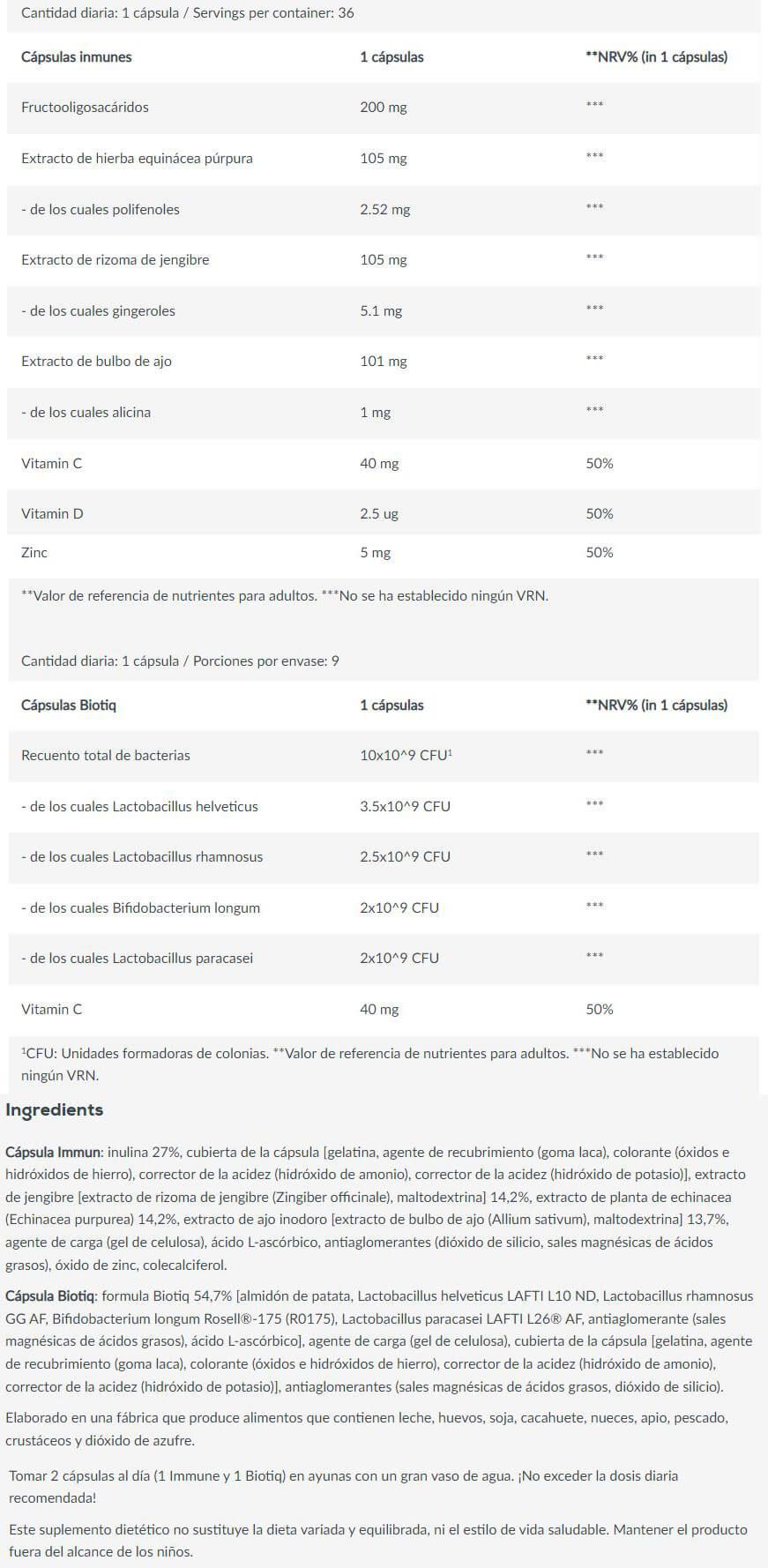 Información nutricional