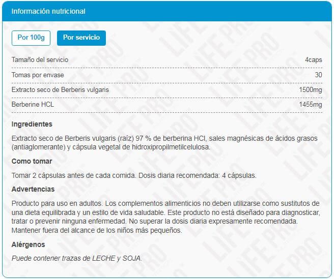 Información nutricional