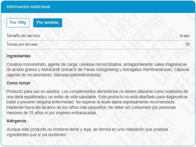 Información nutricional