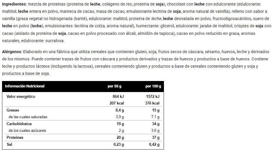Información nutricional
